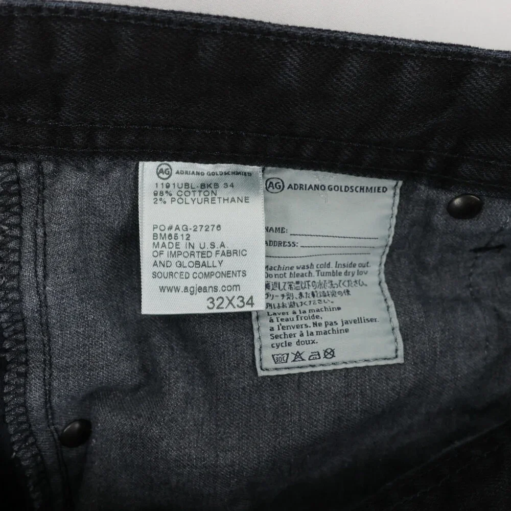 AG Adriano Goldschmied Nomad Jeans Mens 32x34 Black Modern Slim Stretch Denim